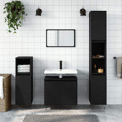 vidaXL Bench without sink L58xW33xH60cm & 2 Lockers Black