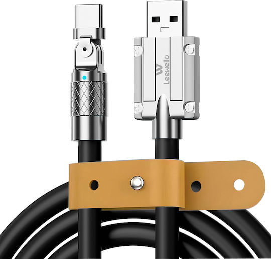 Leewello LW-134 Angle (90°) USB 2.0 Cable USB-C Male - USB-A 120W PD Black 1m