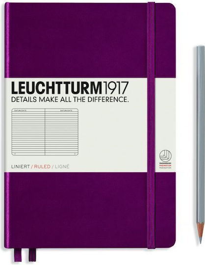 Leuchtturm1917 Med Ruled Port Μπλοκ Σημειώσεων A5 251 Φύλλων Ριγέ με Σκληρό Εξώφυλλο Μωβ
