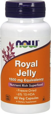 Now Foods Royal Jelly Витамин за Енергия, Косата & Кожата 1500мг 60 вегетариански капсули