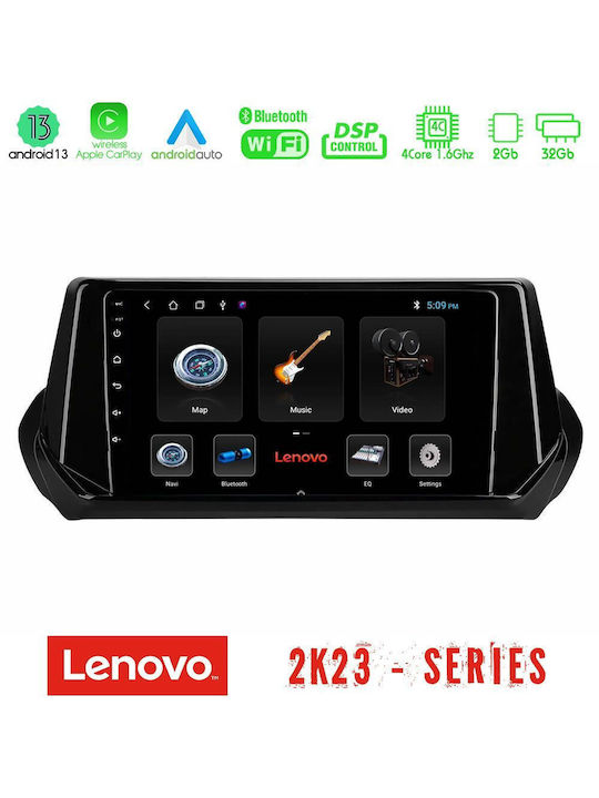 Lenovo Sistem Audio Auto pentru Peugeot 208 (WiFi/GPS) cu Ecran Tactil 9"
