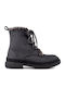 Leather Kids Boots with Zipper Black