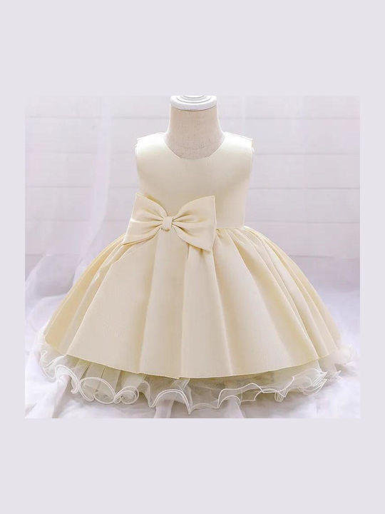 Rochie Fete Fără Mâneci Din Tulle Pentru Domnișoarele De Onoare Florale Ecru