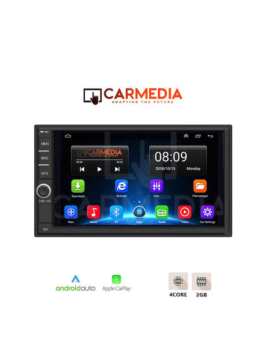Carmedia Ηχοσύστημα Αυτοκινήτου 2DIN (Bluetooth/USB/WiFi/GPS/Apple-Carplay/Android-Auto) με Οθόνη Αφής 6.8"