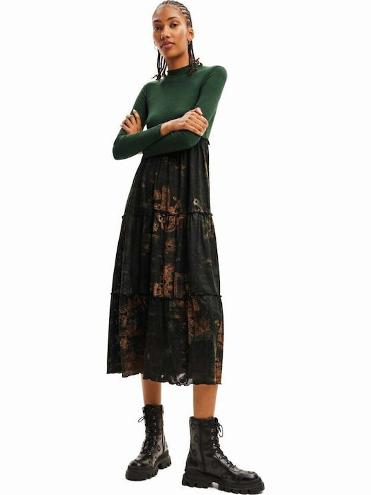 Desigual Lena Maxi Dress Long Sleeve Green 23WWVK89-4009 | Skroutz.mt