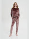 Vamp Winter Women's Velvet Onesie Pyjama Pink