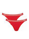 Go Ribbed H Tanga Βαμβακερά Femei Slip 2Pack Roșii