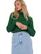 MOE Women's Blouse Long Sleeve Turtleneck Green