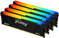 Kingston Fury Beast 32GB DDR4 RAM με 4 Modules (4x8GB) και Ταχύτητα 3600 για Desktop