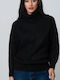 Doretta Women's Long Sleeve Sweater Turtleneck Black