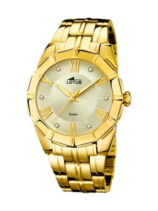 Lotus Watches Дамски Часовник 38mm Кварцов с Златна Метална Верижка
