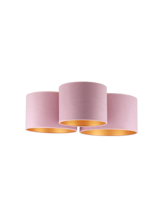 Duolla Roller Trio Υφασμάτινη Πλαφονιέρα Οροφής με Ντουί E27 σε Ροζ χρώμα