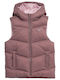 Down Jacket Kids Quilted Sleeveless Short Hooded Pink