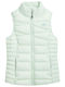 Kids Quilted Sleeveless Short Jacket with Hood Turquoise