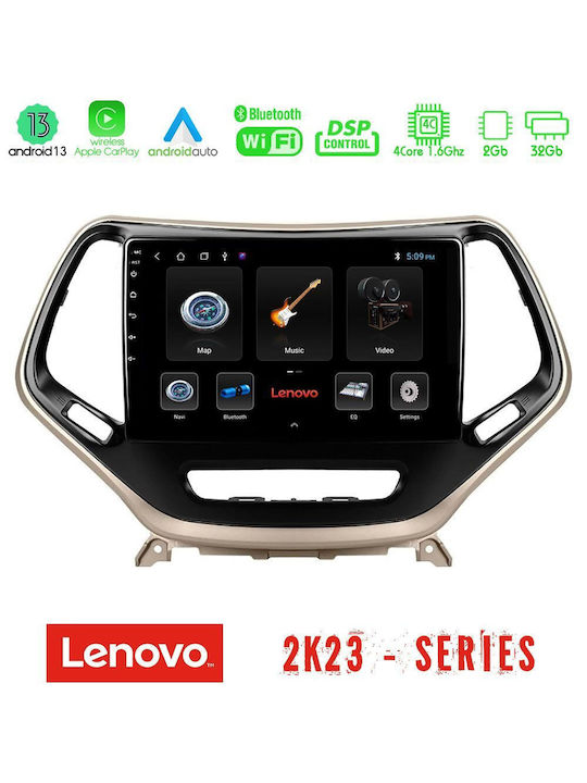 Lenovo Sistem Audio Auto pentru Jeep Cherokee 2014-2019 (Bluetooth/USB/WiFi/GPS/Android-Auto) cu Ecran Tactil 9"