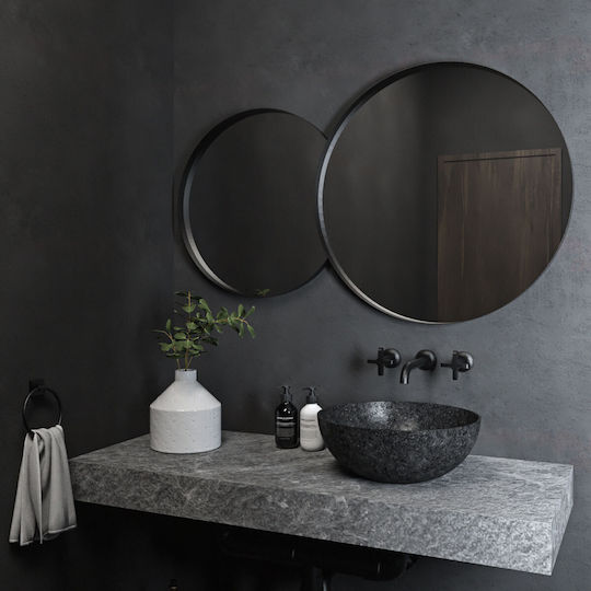 Oglindă Rotundă De Baie Cu Lumini LED Din Metal 117x117cm Roz
