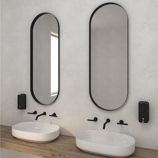 Oval Badezimmerspiegel LED Berührung aus Metall 45x125cm Orange