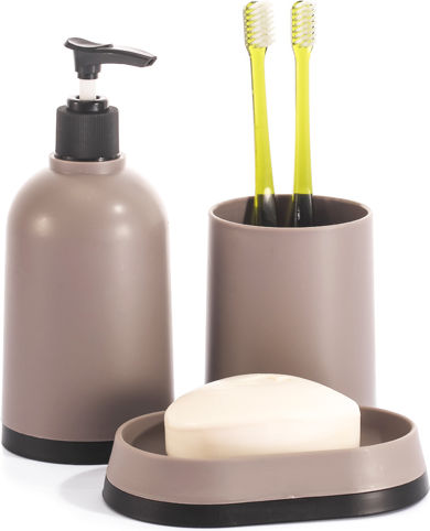Cyclops Plastic Bathroom Accessory Set Taupe 3pcs