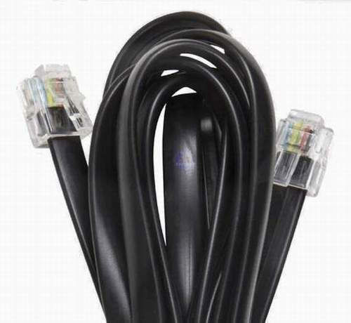Flat Τηλεφωνικό Καλώδιο RJ11 6P4C 1m Μαύρο (41-SKR-1-68)