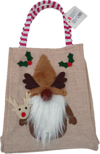 Zmart Imports Fabric Christmas Bag for Gift Brown 16x18cm.