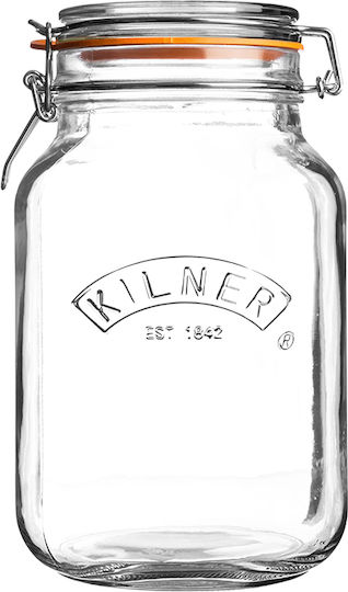 KIlner Ваза за Кафяво и Обща Употреба с Херметически Затворен Капак Стъкло Прозрачен 1500ml