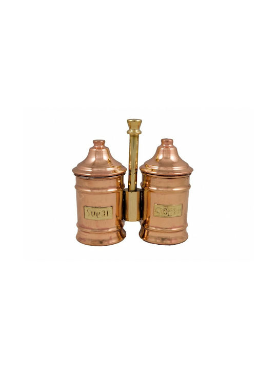Lampiris Interiors Set 2 Pieces Sugar Jars with Metallic Brown Lid 2 Pieces