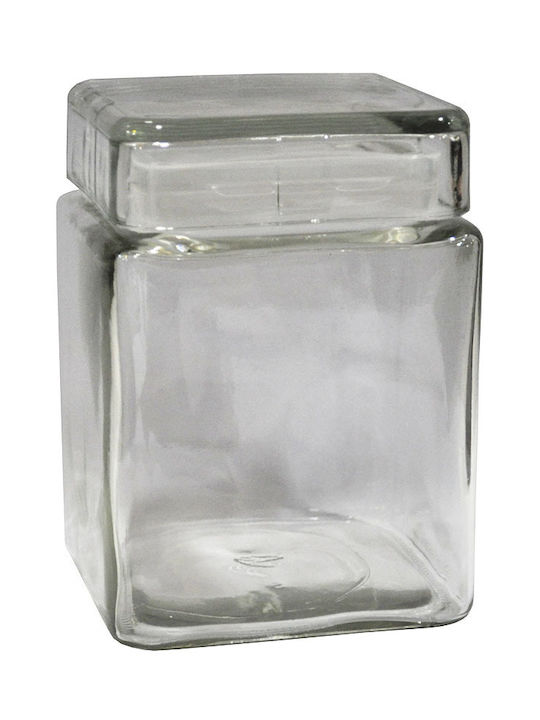 Sinoglass Βάζο Γενικής Χρήσης με Καπάκι Γυάλινο Διάφανο 10.5x10.5x15cm