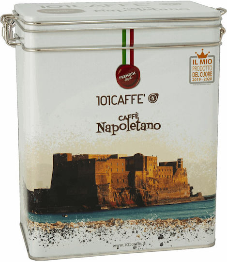 101Caffè Box Coffee with Airtight Lid Metallic White