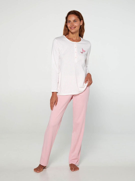 Vamp Winter Damen Pyjama-Set Rosa