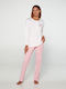 Vamp Winter Damen Pyjama-Set Rosa