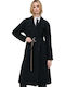 Women's Black Coat with Buttons
