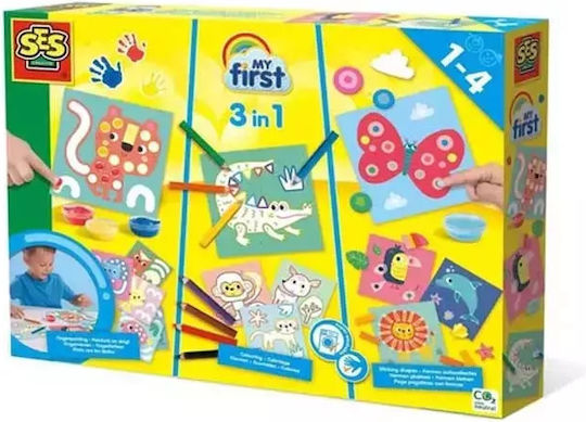 Ses Creative Painting My First-3 In 1 Fingerpainting, Sticking Shapes for Children 1+ Years
