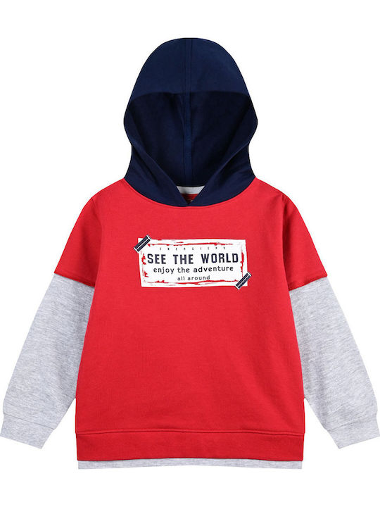 Kids Sweatshirt with Hood Red See World
