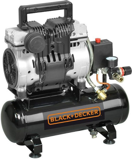 Black & Decker BD100/6-ST Μονοφασικό Κομπρεσέρ Αέρος 59dB με Ισχύ 1.5hp και Αεροφυλάκιο 6lt