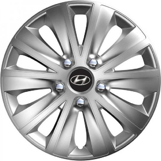 Versaco Car Hubcap Set Rapid Hc with Hyundai Emblem 14" 4pcs Silver