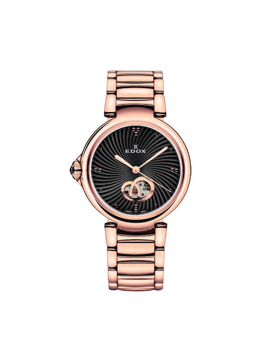 Edox Watch Automatic with Pink Gold Metal Bracelet