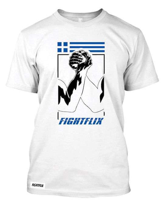 FightFlix T-shirt Bărbătesc cu Mânecă Scurtă Alb