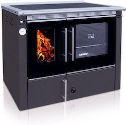 Senko C-25 Premium Metalic Soba pe lemne Cuptor pe lemne cu Cuptor 25kW Gri