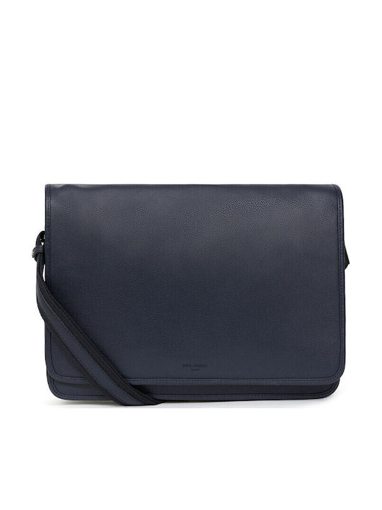 Hexagona Leather Men's Messenger Bag Blue