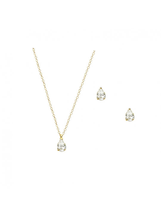 Polytimo Gold Set Necklace & Earrings 14K