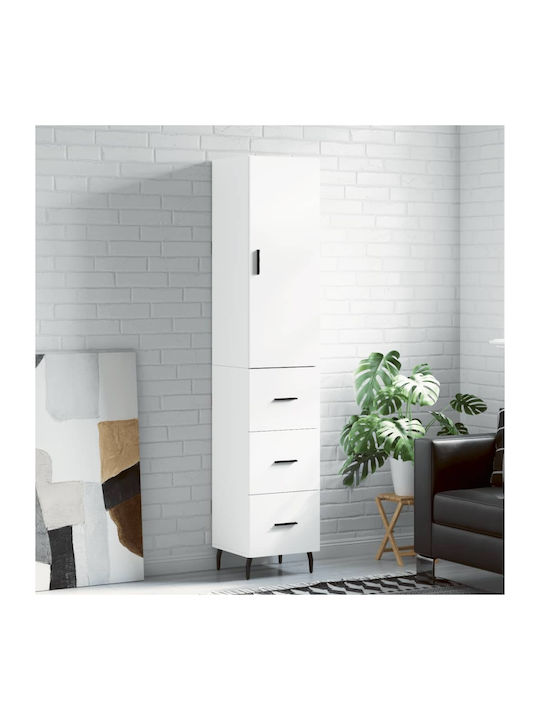 Floor-standing Living Room Display Cabinet made of Particleboard White 34.5x34x180cm