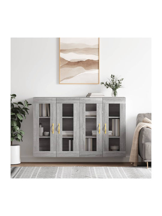 Wand Wohnzimmer Vitrine aus Spanplatte mit Glas...