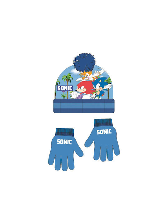 Cerda Σετ Παιδικό Σκουφάκι με Γάντια Πλεκτό Μπλε