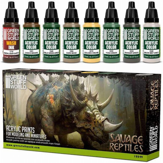 Green Stuff World Paint Model Making Paint Set in Green color 8pcs