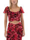 Twenty 29 Damen Crop Top Kurzarm Rot