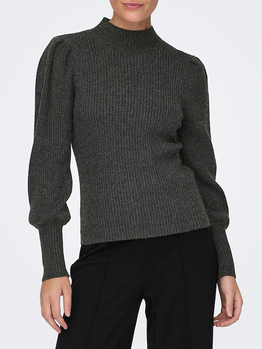 Only Damen Langarm Pullover Dark Grey Melange