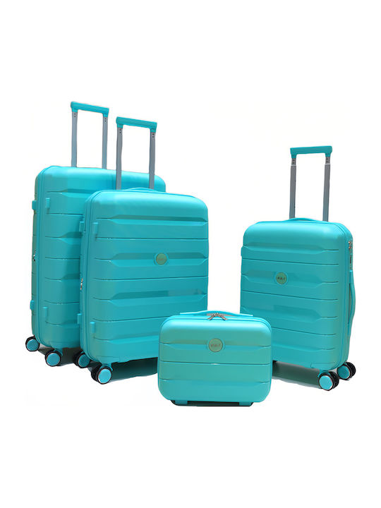 R&J Hard Aqua Suitcases With 4 Wheels Set Of 4