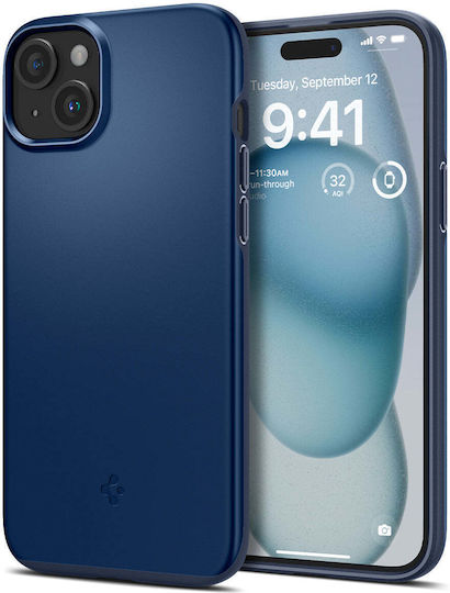 Spigen Thin Fit Back Cover Plastic / Silicone 0.6mm Navy Blue (iPhone 15)