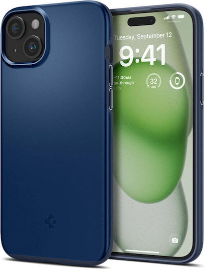 Spigen Thin Fit Back Cover Plastic / Silicone 1.55mm Navy Blue (iPhone 15 Plus)