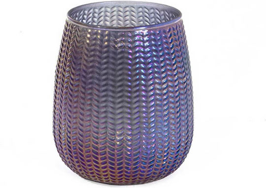 Tabletop Glass Lantern Purple 12.5x12.5x14cm